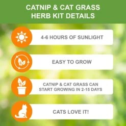 Herb Garden Kit With White Metal Planter (Cat Grass And Catnip) (2-Pack) 12 Herb Garden Kit With White Metal Planter (Cat Grass And Catnip) (2-Pack) -J Parkers Garden Store garden state bulb hydroponic seed starters ecs 34 cc 02 1f 1000